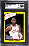 Bulls Michael Jordan 1990 Kenner Starting Lineup "Rookie Year 1984" Yellow Border SGC Graded 8.5 Single Card (9495775)
