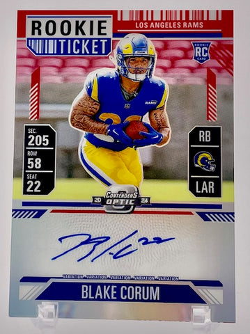 Rams Blake Corum 2024 Panini Contenders Optic No.112 #40/99 Autographed Rookie Single Card