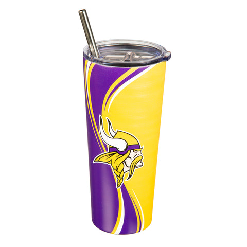 Vikings 20oz Stainless Steel Tumbler w/ Straw and Cleaning Brush