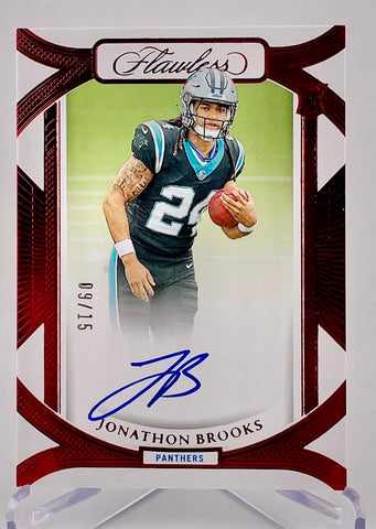 Panthers Jonathan Brooks 2024 Panini Flawless No.RFS-JBS #09/15 Autographed Rookie Single Card