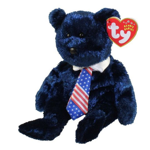 TY Beanie Baby 8.5" - Pops the Bear (USA Tie Version) 2002