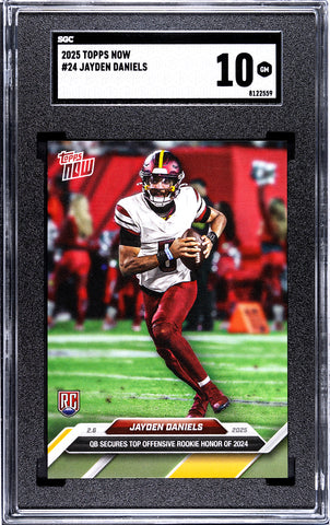 Commanders Jayden Daniels 2025 Topps Now No.24 SGC Graded 10 Rookie Single Card (8122559)