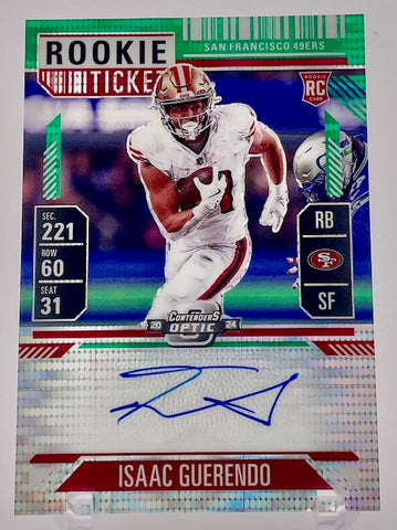 49ers Issac Guerendo 2024 Panini Contenders Optic No.138 #16/30 Autographed Rookie Single Card