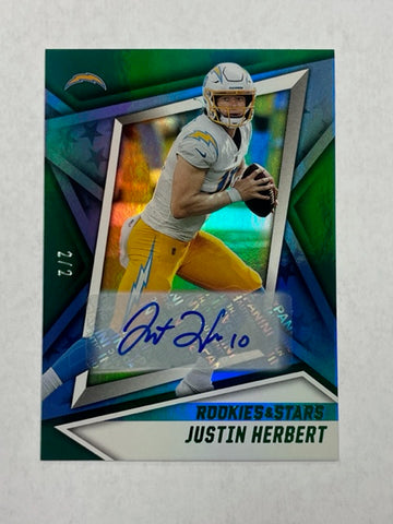 Chargers Justin Herbert 2021 Panini Rookies & Stars No.75 #2/2 Autographed Single Card