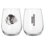 Blackhawks 16oz Curved Beverage Stemless Wine Glass