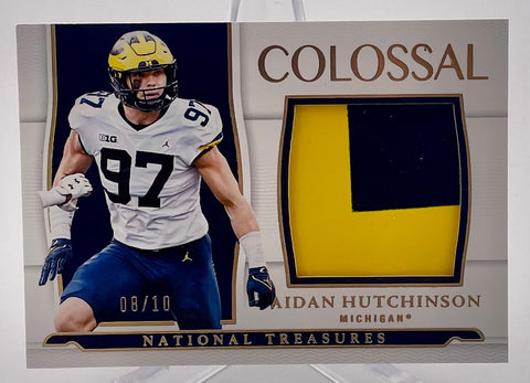 Lions/Michigan Aidan Hutchinson 2022 Panini National Treasures Collegiate No.CM-AH #08/10 Relic Single Card