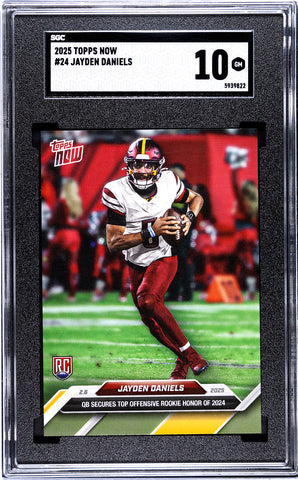 Commanders Jayden Daniels 2025 Topps Now No.24 SGC Graded 10 Rookie Single Card (5939822)