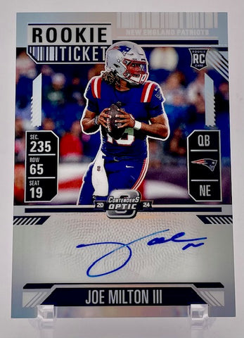 Patriots Joe Milton III 2024 Panini Contenders Optic No. 106 Autographed Rookie Single Card
