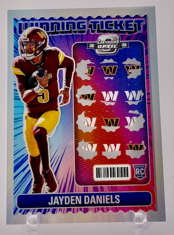 Commanders Jayden Daniels 2024 Panini Contenders Optic No. WT-JDS Winning Ticket Rookie Single Card