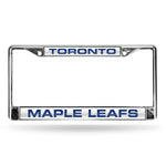 Maple Leafs Laser Cut License Plate Frame Silver w/ White Background