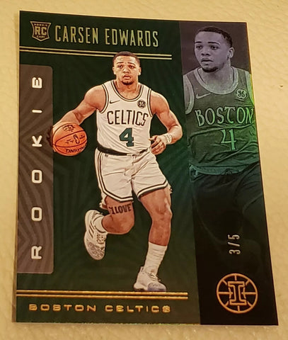 Celtics Carsen Edwards 2019-20 Panini Illusions #3/5 Green Refractor Rookie Single Card