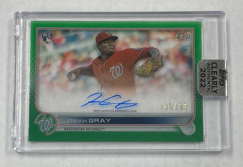 Nationals Josiah Gray 2022 Topps Clearly Authentic No.CAA-JG 65/99 Autographed Rookie Single Card