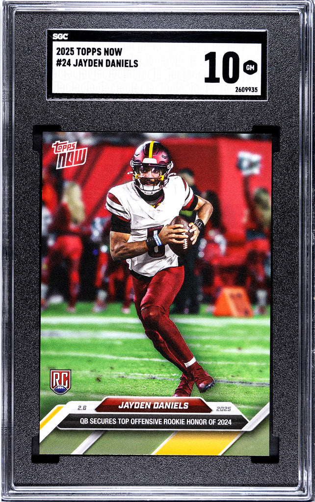 Commanders Jayden Daniels 2025 Topps Now No.24 SGC Graded 10 Rookie Si JP Sports Commanders Jayden Daniels 2025 Topps Now No.24 SGC Graded 10 Rookie Si JP Sports