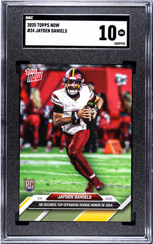 Commanders Jayden Daniels 2025 Topps Now No.24 SGC Graded 10 Rookie Single Card (2609935)