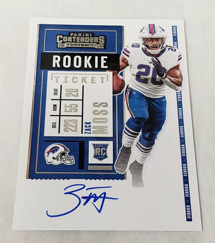 Bills Zack Moss 2020 Panini Contenders No. 131 Rookie Ticket On-Card Autographed Single Card