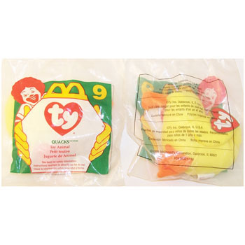 TY Beanie Baby McDonald's Teenie 4" - #9 Quacks the Duck 1996