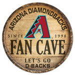 Diamondbacks Wood Sign Round 14" Fan Cave