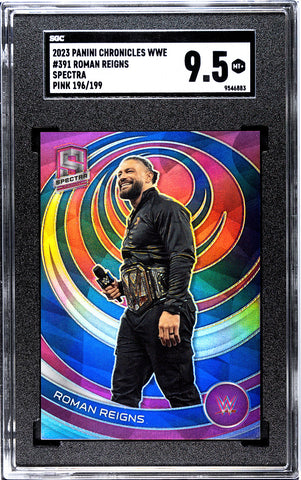 Roman Reigns WWE 2023 Panini Chronicles Spectra No. 391 #196/199 SGC Graded  9.5 Single Card