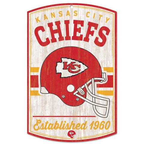 Chiefs Wood Sign 11x17 Classic Logo Retro