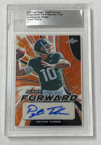 Spartans Thorne 2022 Leaf Flash Pre-Production 1/1 Kaleidoscope Orange Autographed Rookie Single Card