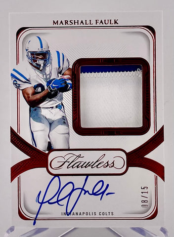 Colts Marshall Faulk 2024 Panini Flawless No.DPA-MFK #08/15 Autographed Relic Single Card