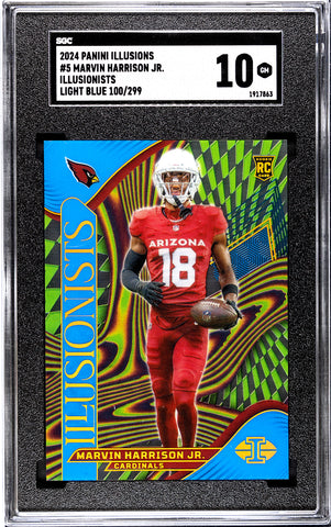 Cardinals Marvin Harrison Jr 2024 Panini Illusions No.5 #100/299 SGC Graded 10 Rookie Single Card