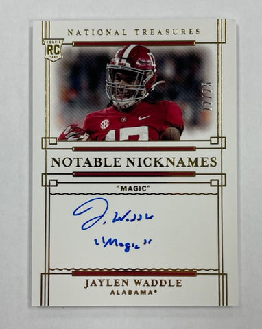 Alabama Jaylen Waddle 2021 Panini National Treasures No.NN-JW #22/25 Autographed Rookie Single Card