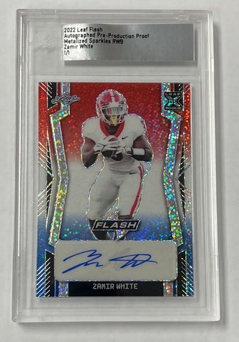 Zamir White 2022 Leaf Flash Pre-Production 1/1 RWB Sparkle Autographed Rookie Single Card