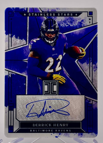 Ravens Derrick Henry 2025 Panini Impeccable No.SS-DHY #11/15 Autographed Metal Single Card