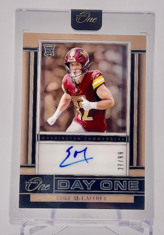 Commanders Luke McCaffrey 2024 Panini One No.155 #27/99 Autographed Rookie Single Card
