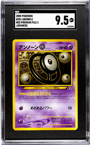 Pokémon Unown "O" 2000 Japanese Neo Premium File 2 No. 201 SGC Graded 9.5 Single Card