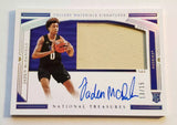 Timberwolves Jaden McDaniels 2020 National Treasures #13/15 Rookie Patch & Autographed Single Card