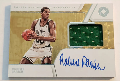 Celtics Robert Parish 2019-20 Panini Opulence #47/49 Golden On-Card Autographed Memorabilia Patch Single Card