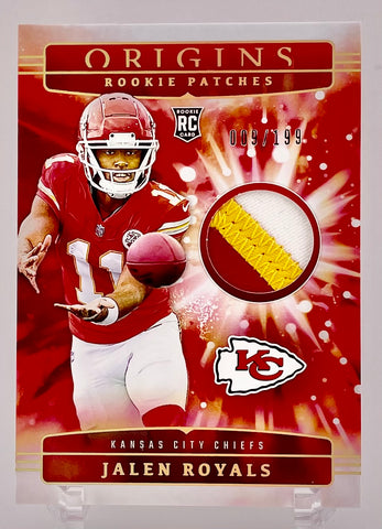 Chiefs Jalen Royals 2025 Panini Origins No.RPH-JRS #009/199 Relic Rookie Single Card