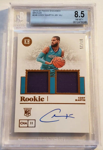 Hornets Cody Martin 2019-20 FOTL Encased #01/35 Rookie Graded 8.5 NM-Mint 10 Autographed Single Card