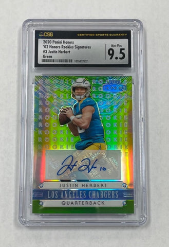 Chargers Justin Herbert 2020 Panini Honors No.3 CSG Graded 9.5 23/35 Autographed Rookie Single Card