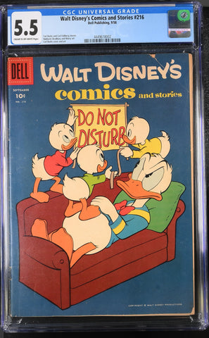 Walt Disney's Comics & Stories Issue #216 September 1958 CGC Graded 5.5 Comic Book