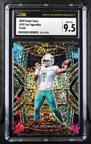 Dolphins Tua Tagovailoa 2020 Panini Select No.245 Cosmic SSP Club Level CSG Graded 9.5 Rookie Single Card