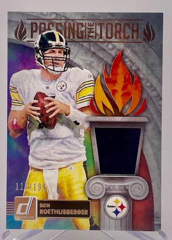 Steelers Ben Roethlisberger/Will Howard 2025 Panini Donruss No.PTJ-PIT #117/199 Relic Single Card