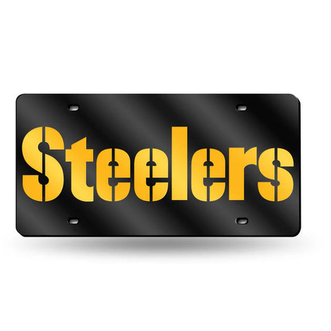 Steelers Laser Cut License Plate Tag Color Black Name