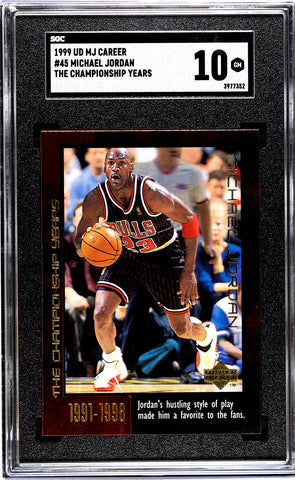 Bulls Michael Jordan 1999 Upper Deck MJ Career No.45 The Championship Years SGC Graded 10 Single Card (3977352)