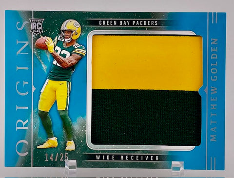 Packers Matthew Golden 2025 Panini Origins No.RJY-MGN #14/25 Relic Rookie Single Card
