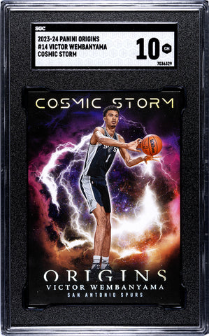 Spurs Victor Wembanyama 2023-24 Panini Origins No.14 Cosmic Storm SGC Graded 10 Single Card