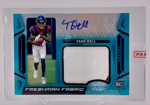 Texans Tank Dell 2023 Panini Certified No.FFMS-21 #08/49 Autographed Relic Rookie Single Card