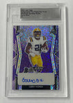 LSU Corey Kiner 2022 Leaf Flash Pre-Production 1/1 Purple Sparkle Autographed Rookie Single Card