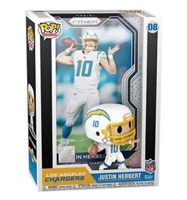 Chargers Funko Pop Vinyl Trading Cards - NFL Football - Justin Herbert 08 w/ Display Case
