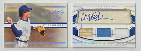 Cubs Ryne Sandberg 2022 Panini National Treasures No.LMSB-RS 08/10 Autographed Relic Booklet Single Card