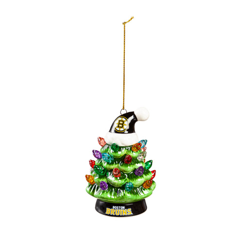 Bruins Ornament 4" LED Christmas Tree w/ Santa Hat