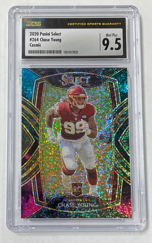 Commanders Chase Young 2020 Panini Select No.264 CSG 9.5 Club Level Cosmic SSP Rookie Graded Single Card