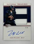 BYU Zach Wilson 2021 Panini National Treasures No.93 #5/8 Autographed Relic Rookie Single Card